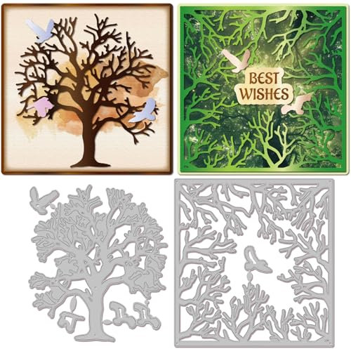 GLOBLELAND Realistische Zweig Stanzformen Für DIY Scrapbooking Metall Zweigrahmen Stanzformen Frühlingsvögel Stanzungen Für Kartengestaltung Prägung Fotoalbum Basteldekor
