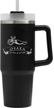 Grand gobelet avec motif de calamars marins et coordonnées du Japon - Grande tasse isotherme - Grand mug