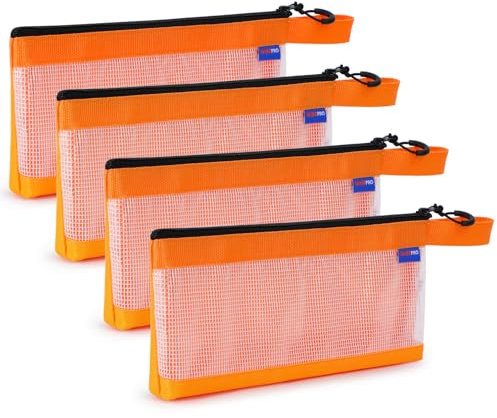 WISEPRO Zipper Clear Tool Pouch, Tool Pouch Bags Set of 4, Utility Tool Organizers with Mesh Window Multi Purpose for Tool Organizers