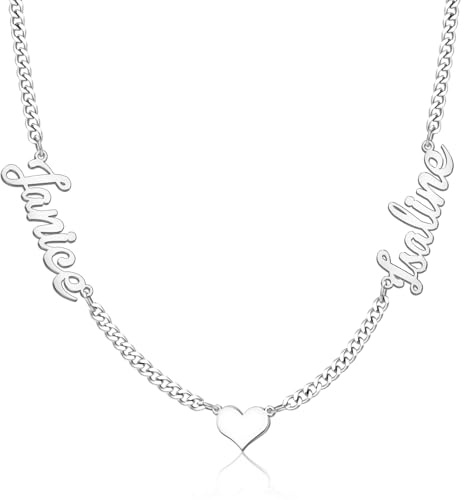 TERRALIX Personalisierte Namenskette mit Curb Chain – 18K Gold oder 925 Sterling Silber – Handgefertigte Familienkette als Geschenk für Mama, Ehefrau & Kind (Muttertag, Geburtstag