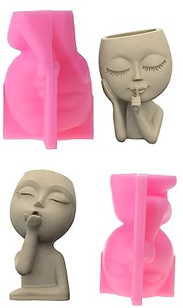 Flower Pots Silicone Mold Concrete Cement Plant Pots Mold Flowerpot Epoxy Resin Makeup Brush Holder Organizers Flower Pot Silicone Molds for Concrete Pot Molds for Resin