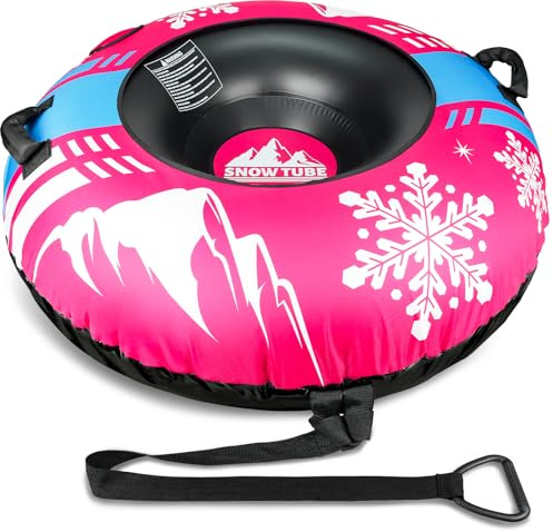 ZMLM Aufblasbarer Schlitten, 120cm Großer Schlitten für Erwachsene Kinder | Verstärkt Schwere-Duty Snow Tube mit Canvas Bezug, Wintersport-Spielzeug für Familienaktivitäten im Freien