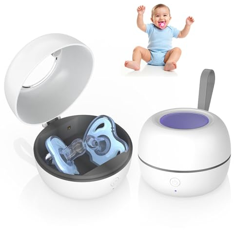 Esterilizador simulado, esterilizador UV portátil para chupete, 99.99% de limpieza en 3 minutos, recargable por USB, mini desinfectante para chupete de bebé, para viajes, hogar, guardería (blanco (10