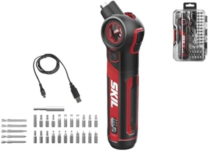 SKIL 4V cordless screwdriver with tilting head 2714GA (Incl. USB-C Charger, case and 28 accessories)
