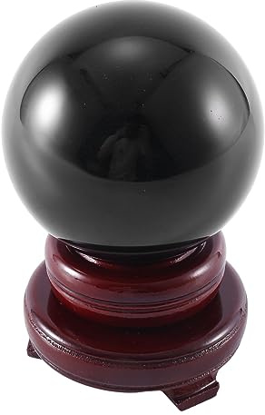 Sirxlevcy 80MM Natural Black Sphere Large Crystal Ball Healing Stone with Base