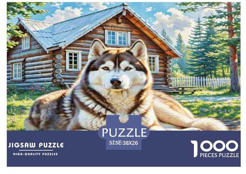 SibIrischer Husky Puzzles 1000 Teile Schwer Puzzle Spielzeug Pädagogisches Spiel Impossible Herausforderungsspielzeug Für Erwachsene Und Kinder Ab 12 Jahren 38x26cm/1000pcs