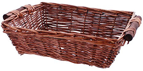 FRANK FLECHTWAREN Korb, Schale mit Holzgriffen 40 x 26 x 9 cm