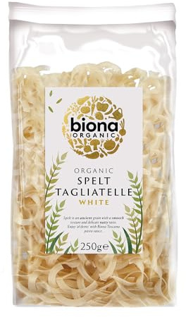 Biona Organic White Spelt Tagliatelle 250g, Pack of 6 | 100% Organic White Spelt, Classic Tagliatelle, Ideal for Authentic Italian Pasta Dishes, Vegan