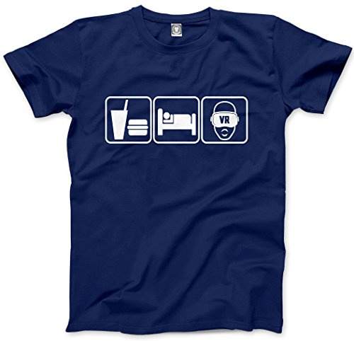 HotScamp Eat Sleep Virtual Reality VR Men's Unisex T-Shirt - Navy X-Small