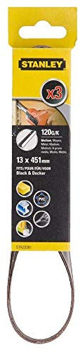 STANLEY STA33381-XJ - 3 Cintas para lima eléctrica 13 x 451mm. Grano 60. Para mampostería, azulejos, cerámica. Larga Duración.
