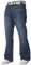 BRAND KRUZE für Herren Schlag Jeans aus 100% Baumwolle mit ausgestelltem weitem Bein, Gürtel, Reißverschluss 36W / 32L Mittlerer Stonewash