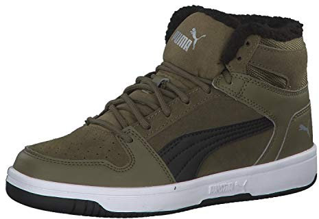 Puma Puma Rebound Layup Fur SD Jr Sneaker Unisex-Kinder, Grün (Burnt Olive-Puma Black-Limestone-Puma White), 38.5 EU