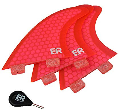 Eisbach Riders FCS Surfboard Thruster Fin Set - Fibreglass Honeycomb with Fin Key - Dérives pour Planche de Surf et Sup (Rose, Medium - G5)