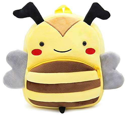 ISIYINER Cartoon Kinder Rucksack Tier Cartoon Mini Tasche Plüsch Kinder Rucksack für Baby Jungen Mädchen Kleinkind 2-4 Alter, Biene
