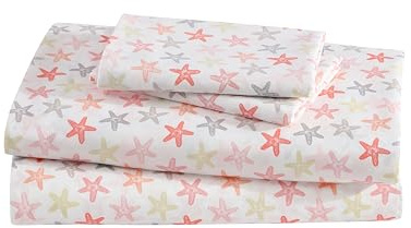 Elite Home Products Inc. Coastal Mikrofaser-Bettlaken-Set, Seastar-Coral, King Size