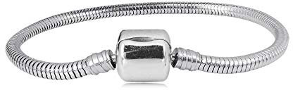 FGT Stainless Steel Snake Chain Bracelet for Charms Compatible with Pandora Bracelets for Beads Women Valentine's Day Mother's Day Birthday 17cm