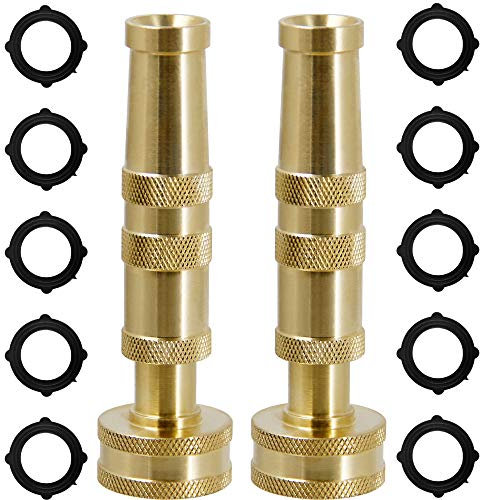 Triumpeek Lot de 2 buses de tuyau d'arrosage en laiton massif de 10,2 cm avec 10 rondelles en caoutchouc