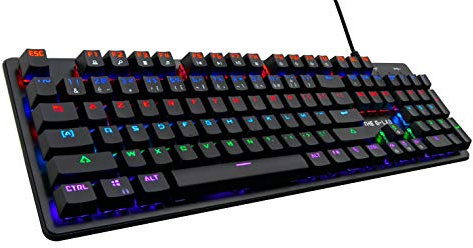 The G-Lab Keyz Carbon V3 Mechanische Gaming-Tastatur Layout amerikanisch- Blue Switch Hohe Anschlagsqualität - Gaming-Tastatur Mehrfarbige LED-Hintergrundbeleuchtung, Total Anti-Ghosting
