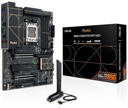 ASUS PROART B850-CREATOR WIFI NEO, Scheda Madre ATX, Slot DDR5, Nera | 14+2+1 Stadi di Alimentazione, 3 Slot M.2, PCIe 5.0 x16, Wi-Fi 7, Ethernet Realtek 5Gb Ethernet, DisplayPort, HDMI, Aura Sync