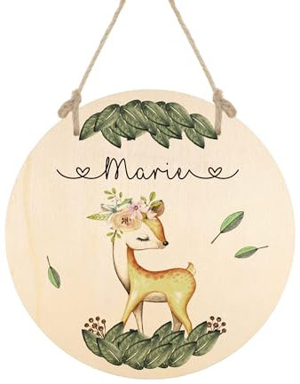 Manufaktur Liebevoll Türschild Kinderzimmer Namensschild Kinderzimmerdeko Babygeschenk Geburt Mädchen Reh Rehkitz Tiere Geburtstagsgeschenk Kinder