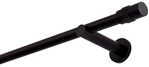Gardinenstange schwarz 600 cm 1-läufig 19 mm aus Metall Wandbefestigung Zylinder