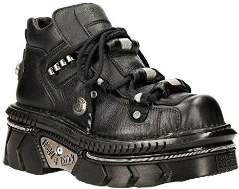 New Rock Stivaletti Unisex con Plateau M-215-S6 Neri Metallizzati Gotico Punk 11