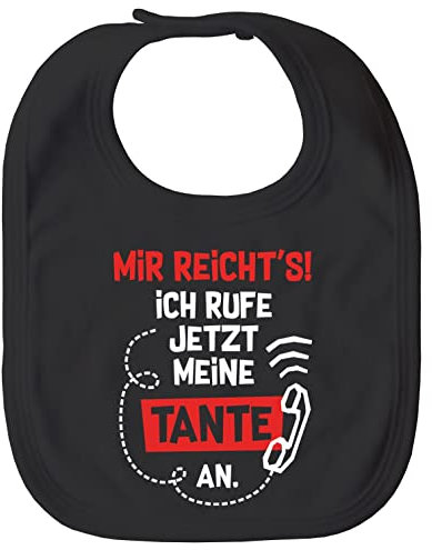 MoonWorks® Baby Lätzchen mit Spruch Tante lustig Mir reichts ich rufe jetzt meine Tante an für Jungen Mädchen Baumwolle schwarz unisize