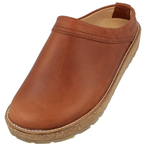 HAFLINGER Travel-Cassic Eleganter Clog aus Leder Gummisohle und Kork Latex Fußbett