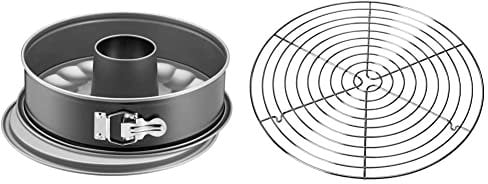 Original Kaiser Inspiration Springform 28 cm rund, 2 Böden, Flach- und Rohrboden, runde Backform, Kuchenform antihaftbeschichtet, auslaufsicher & Classic Abkühlgitter 32,5 cm, Tortenkühler