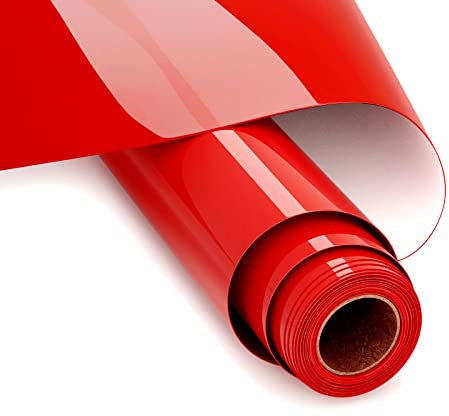 UIOK Plotterfolie Textil 30.5 x 365.7cm Flexfolie Plotter Textil,Rot Flexfolie Bügelfolie Plotter Heat Transfer Vinyl für DIY T-Shirt, Transferfolie Plotter Flexfolie für Cricut (Rot)