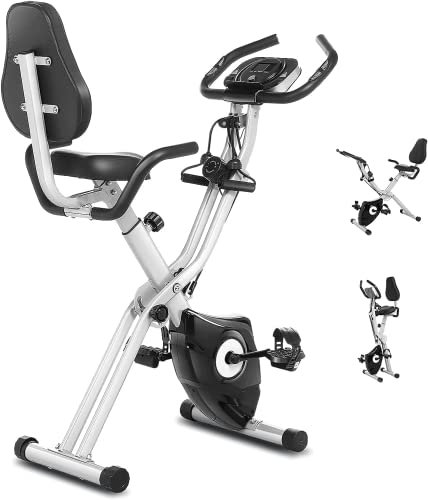 Heimtrainer Fahrrad,klappbarer Heimtrainer mit App Anbindung,10 verstellbare Widerstandsstufen und Herzmonitor - Perfektes Heimtrainingsgerät für Cardio Grauschwarz