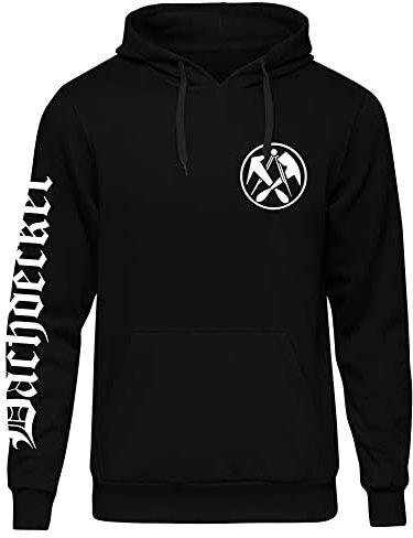 UGLYSHIRT Dachdecker Herren Kapuzenpullover | Handwerker Pullover Zimmermann Hoodie Zunftwappen | M6 Schwarz (XL)