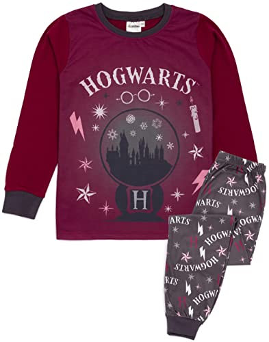 Harry Potter Pigiama a Maniche Lunghe Rosso per Ragazze | Character Lounge Pantaloni e T-Shirt PJ Set | Scuola di Hogwarts | Abbigliamento per Bambini Pjs Pigiama | Merce Regalo Accogliente