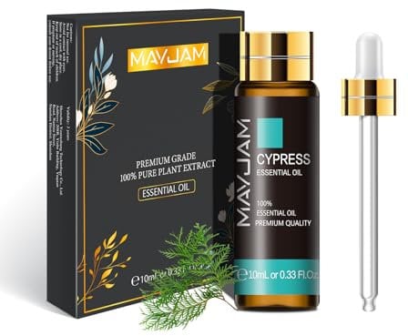 MAYJAM Cypress Essential Oil 10ML - Pure, Undiluted - Premium Quality Essential Oils with Glass Dropper - for Diffuser and DIY Candle Making