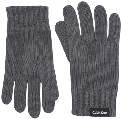 Calvin Klein Herren Classic Cotton Rib Gloves K50K511011 Gestrickte Handschuhe, Grau (Magnet), OS