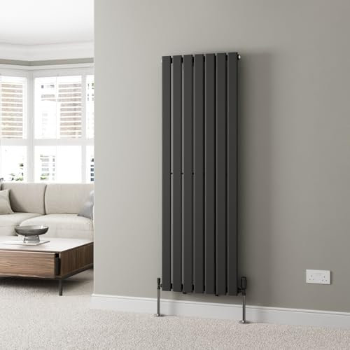 DuraTherm® 1600 x 528mm Black Vertical Designer Radiator Single Column Flat Panel Modern Central Heating Panels Bathroom Radiators