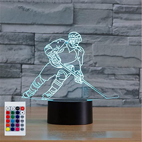 SUPERHONGJIHAO Nachtlicht für Kinder, 3D-Eishockey-LED-Lampe mit Fernbedienung, 16 Farbwechsel, Weihnachts-Geburtstagsgeschenk für Kinder