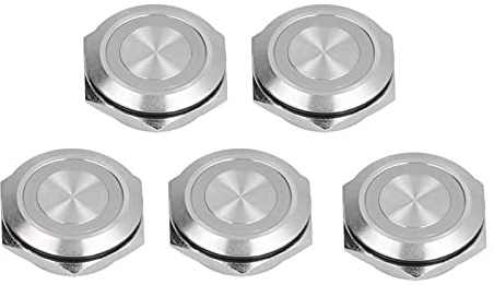 Momentaner Drucktastenschalter, 5 Stück, Momentaner Drucktastenschalter, 25 Mm, Edelstahl, Automatische Rückstellung, Ein Normalerweise Offener Schalter mit LED, Elektronischer