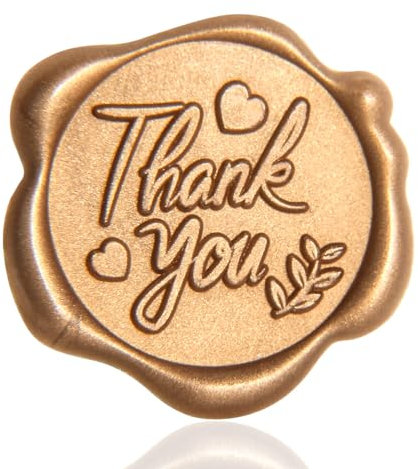 50 Stück Goldene Selbstklebende Wachssiegel im Herzmuster - Klassische Dekoration für Einladungen und Umschläge - Wachssiegelsticker Perfekt für Hochzeiten, Geburtstage und Partys (Thavk you)