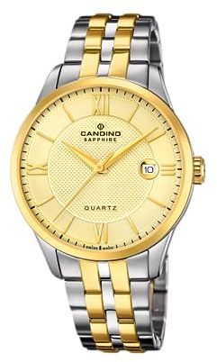 Candino Swiss Herrenuhr Analog aus Edelstahl 316l Mehrfarbig | Quarzwerk, Kalender, Widerstandsfähiges Saphirglas, Wasserdicht 10 ATM C4706/A Couple Classic