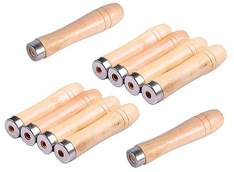 LATRAT Pack of 10 Wooden Handle File Handles Wheelbarrow Handles Hoof Rasp Long 9 cm and 4 mm Hole for Files, Rasps and Chisels