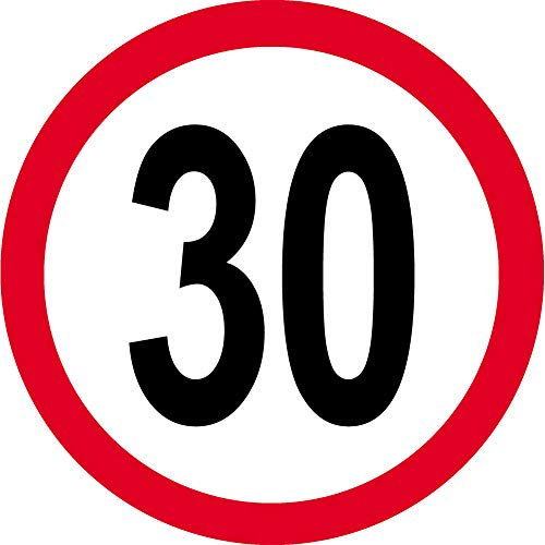 Disque de vitesse 30km/h rouge - 10cm - Autocollant/Sticker