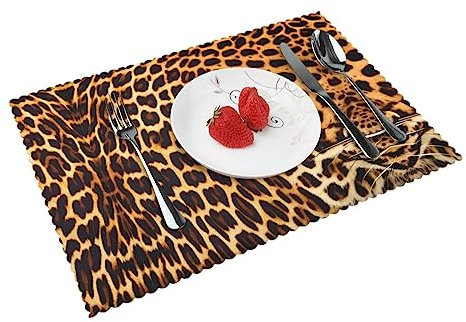 Lot de 4 assiettes isothermes résistantes à la graisse Motif rayures sur léopards 30,5 x 45,7 cm – Durable et infroissable parfait pour la décoration de table