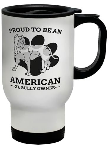 Shopagift Proud American Bully XL Owner Travel Mug Pitbull Lover Dog Pet Best Friend Stainless Steel 14oz Cup