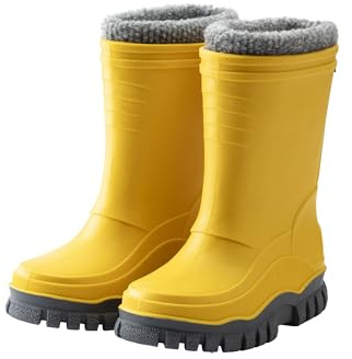 Sterntaler Gummistiefel uni gefüttert - Unisex Kinder Regenstiefel mit herausnehmbarem Innenschuh - warme, wasserdichte Kinderstiefel - Matsch- und Regenschuhe, mattgelb, Größe 23