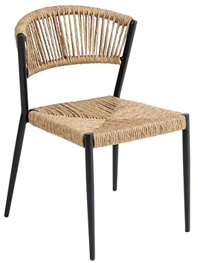 METRO Professional Gartenstuhl Lario, Aluminium/PE Rattan, 53 x 60 x 78 cm, Stapelbar, Wetterfest, 150 kg Tragkraft, Natur/Schwarz