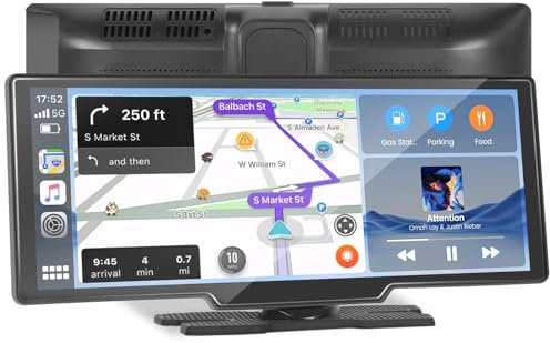Inefala Senza Fili Autoradio Carplay Wireless Andriod Auto, Schermo per Auto con 10,26 Pollici Touchscreen Monitor, Portatile Stereo Auto con BT/FM/AUX/TF, Mirror Link, GPS, Assistente Vocale