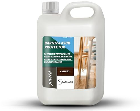 JOVIRA PINTURAS BARNIZ-LASUR Protector Satinado al Agua. Protege, decora y embellece todo tipo de madera. (2 Litros, Castaño) K-2