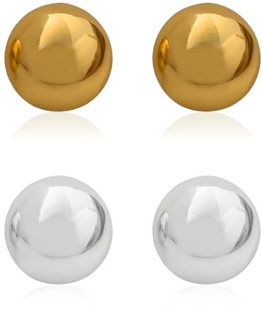 LuLiyLdJ 2 Paar C-Rund Ohrringe, Ohrringe Gold, Chunky Earrings für Damen, Tropfen Ohrringe, Drop Earrings, Schleifen Ohrringe, Modeschmuck für Frauen und Mädchen (Gold, Silber)