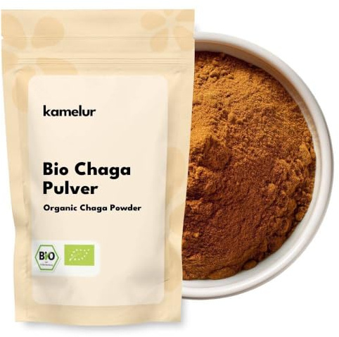 Kamelur 250g BIO Chaga Pulver – Pilzpulver ohne Zusätze, Asiatische Lebensmittel - Pilze BIO aus kontrolliert biologischem Anbau